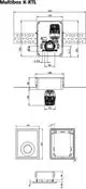 Multibox von IMI Hydronic Engineering, ausgestattet mit einem Thermostatventil, ebenmäßige Fläche mit klaren Konturen, geeignet für Wandmontage. Maße und Details im Diagramm dargestellt.
